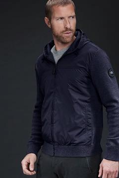 Ropa Canada Goose Hombre México - WindBridge Sudadera Con Capucha Black Label Azul Marino MA1024697